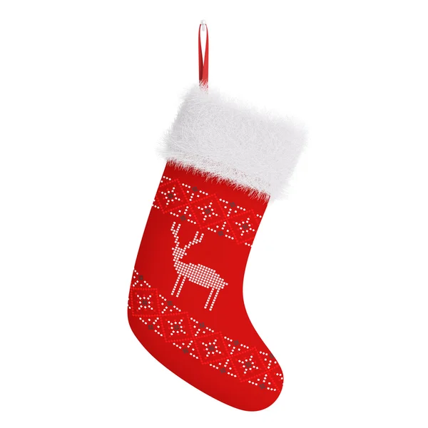 Rode christmas stocking geïsoleerd 3D-rendering — Stockfoto