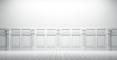 Beyaz vintage iç arka plan 3d render