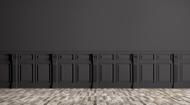 Siyah klasik iç arka plan 3d render