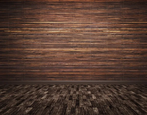 Holzdielen Wand und Parkettboden Hintergrund 3D-Render — Stockfoto