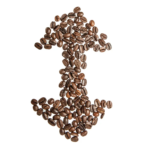 Flecha de los granos de café aislados en blanco —  Fotos de Stock