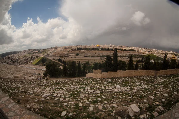 Kudüs'te zeytin Dağı üzerinde eski Yahudi Mezarlığı — Stok fotoğraf