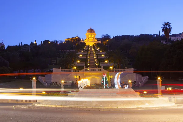 Jardines Bahai en Israel por la noche —  Fotos de Stock