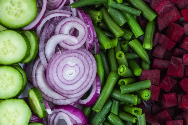 신선한 맛 있는 혼합된 야채 배경 — 스톡 사진
