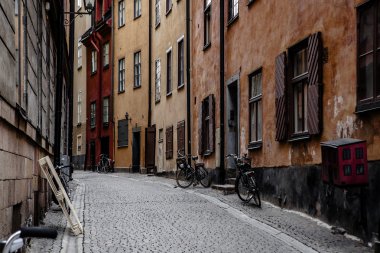eski şehrin dar sokak (gamla stan) Stokholm, İsveç