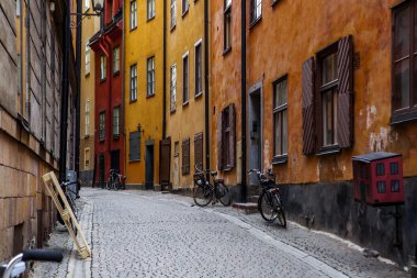 eski şehrin dar sokak (gamla stan) Stokholm, İsveç