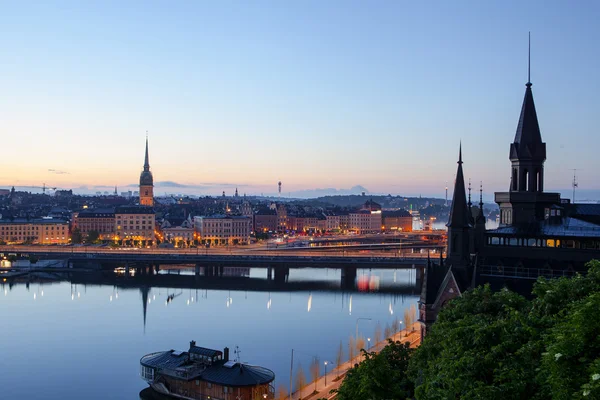 Panorama sceniczny wieczór stockholm, Szwecja — Zdjęcie stockowe