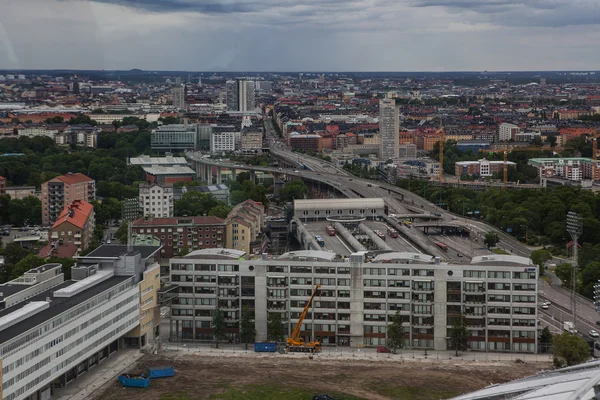 Vista aérea de Estocolmo capturada de Ericsson Globe, la arena interior nacional de Suecia — Foto de Stock