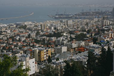 Haifa, İsrail'in panoramik havadan görünümü