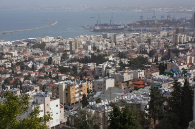 Haifa, İsrail'in panoramik havadan görünümü