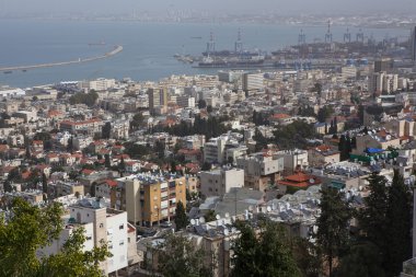 Haifa, İsrail'in panoramik havadan görünümü