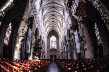 St. Michael and Gudula St. Cathedral - Brüksel, Belçika Treurenberg Tepesi'nde Roma Katolik Kilisesi iç.