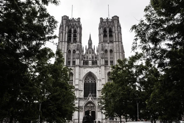 Katedra St Michała i St Gudula w centrum Brukseli, Belgia — Zdjęcie stockowe