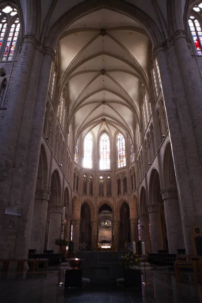 Interno della Cattedrale di San Michele e Santa Gudula Chiesa cattolica romana sul colle Treurenberg a Bruxelles, Belgio . — Foto Stock