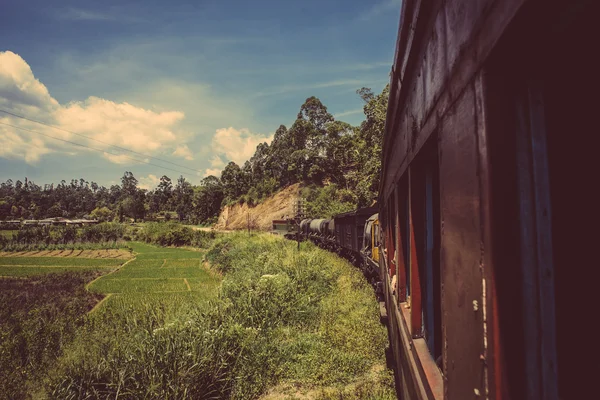 Tåg från Nuwara Eliya till Kandy bland teplantager i Sri Lankas högländer — Stockfoto