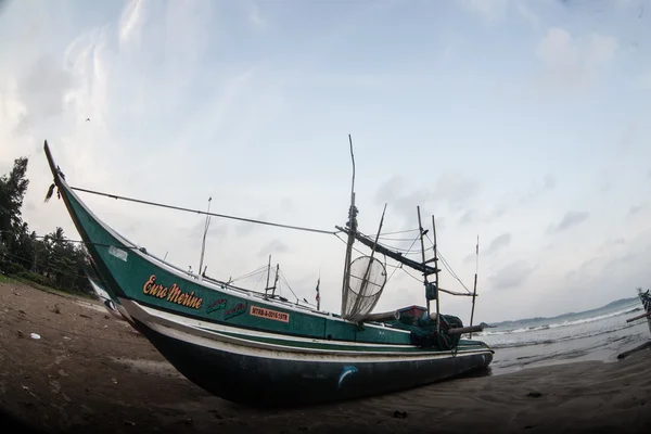 Rybacy usunąć ryby z sieci rybackich o plaży Negombo — Zdjęcie stockowe