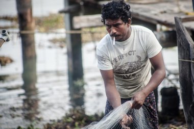 Fort Kochi, Hindistan - 20 Aralık: onların woo fishermens balıkçılık