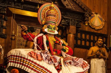 Kathakali sanatçı Cochin erdemli pachcha (yeşil) rolü