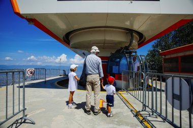 Skopje, Makedonya - 29 Temmuz 2016: Havadan görünümü teleferik v