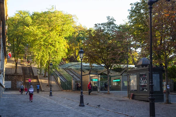 París Francia Octubre 2016 Funicular Famosa Basílica Del Sagrado Corazón — Foto de Stock