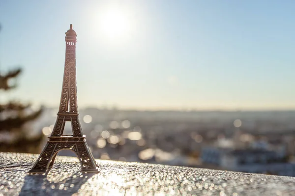 Paris France October 2016 Montmartre Eiffel Tover Souvenit Toy Background — Stock Photo, Image