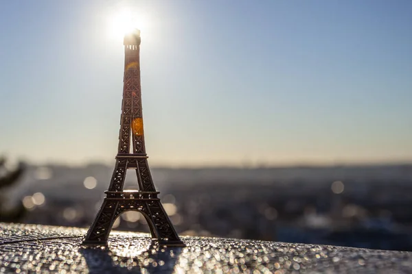 Paris France October 2016 Montmartre Eiffel Tover Souvenit Toy Background — Stock Photo, Image