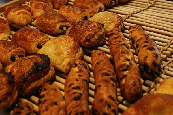 French pastries display into a cake shop