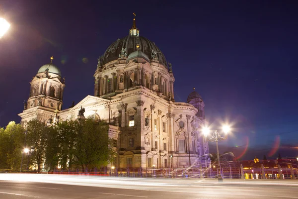 Catedral Berlín Berliner Dom Iluminada Por Noche — Foto de Stock