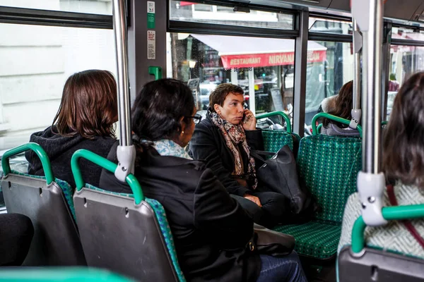 Paris France October 2016 Passengers Public Bus Paris Transportation France — Stock Photo, Image