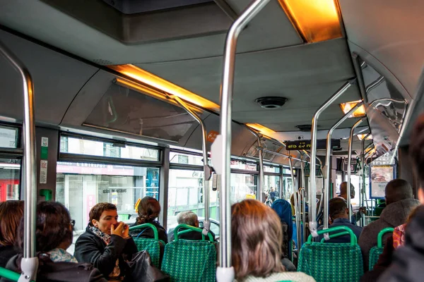 Paris France October 2016 Passengers Public Bus Paris Transportation France — Stock Photo, Image