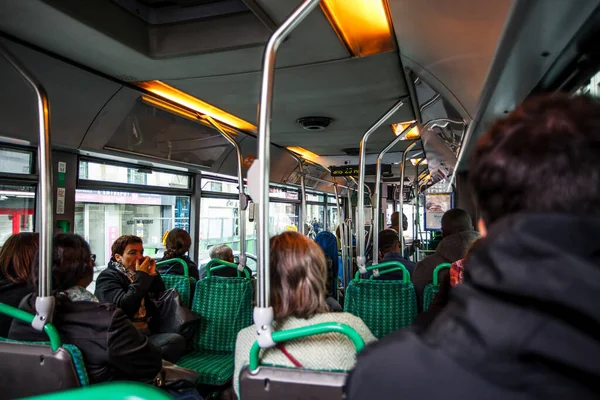 Paris France October 2016 Passengers Public Bus Paris Transportation France — Stock Photo, Image