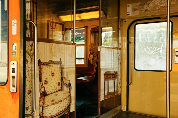 Paris France October 2016 Special Retro Style Interior Train Going — Stock Photo, Image