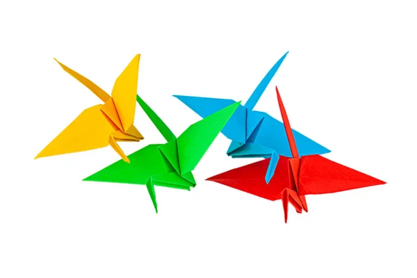 Brigt Origami Kraniche Isoliert Auf Weiß — Stockfoto