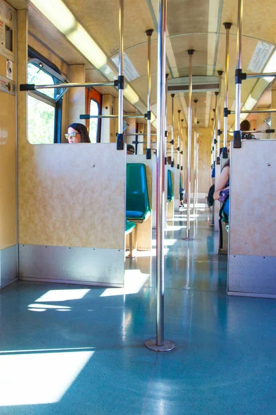 Афины Греция August 2016 Passengers Metro Train Popular Public Transport — стоковое фото