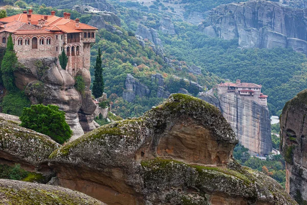 Чудовий Краєвид Монастирів Каменів Метеори Греція — стокове фото