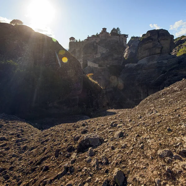 Incroyables Monastères Sur Les Rochers Meteora Grèce Vue Monastère Grant — Photo