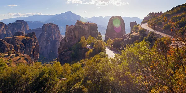 Incroyables Monastères Sur Les Rochers Meteora Grèce Vue Monastère Varlaam — Photo