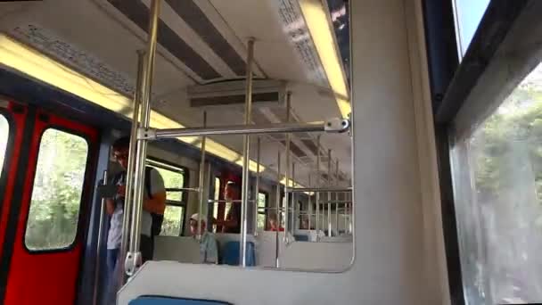 Athènes Grèce Août 2016 Passagers Métro Transports Commun Populaires Athènes — Video