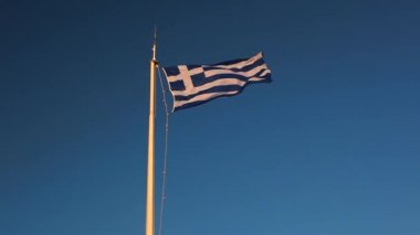 Greece flag on the sky background