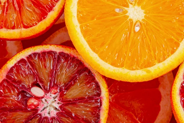 Different Kinds Oranges Grapefruit Slices Background — Stock Photo, Image