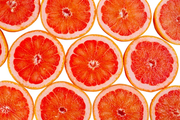 Szeletelt Friss Gyümölcsös Vitaminos Élénkvörös Grapefruit Háttér — Stock Fotó