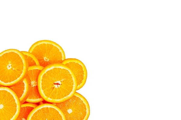 Fényes Lédús Vitaminos Narancs Gyümölcs Szeletelt Fehér — Stock Fotó