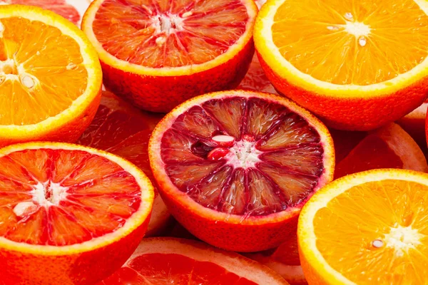 Různé Druhy Pomerančů Grapefruitové Plátky Pozadí — Stock fotografie