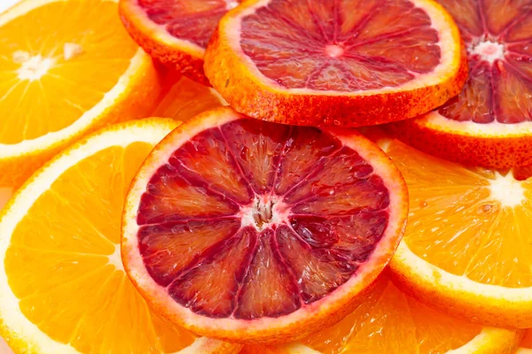 Různé Druhy Pomerančů Grapefruitové Plátky Pozadí — Stock fotografie