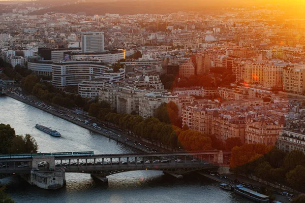 Parijs Frankrijk Oktober 2016 Luchtfoto Van Parijs Met Seine Rivier — Stockfoto