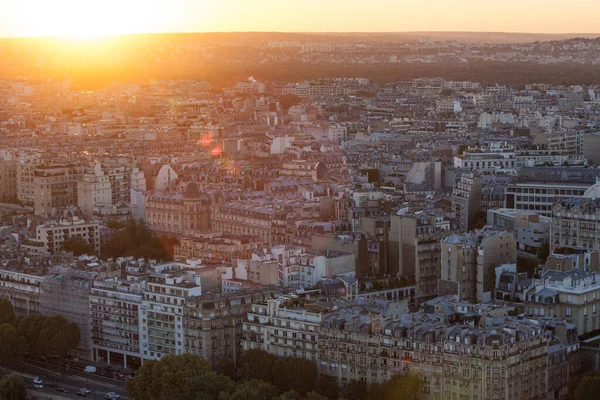 Paris Skyline Eiffel Toronyból Naplementekor — Stock Fotó