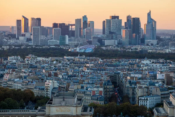 Paris Frankrike Oktober 2015 Utsikt Över Solnedgången Från Eiffeltornet Till — Stockfoto