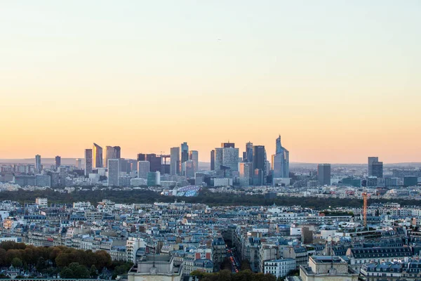 Paris Frankrike Oktober 2015 Sunset View Eiffel Tower Defence Area – stockfoto