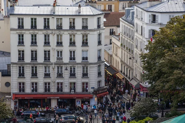 París Francia Octubre 2016 Montmartre Gente Mira Ciudad Desde Plataforma — Foto de Stock