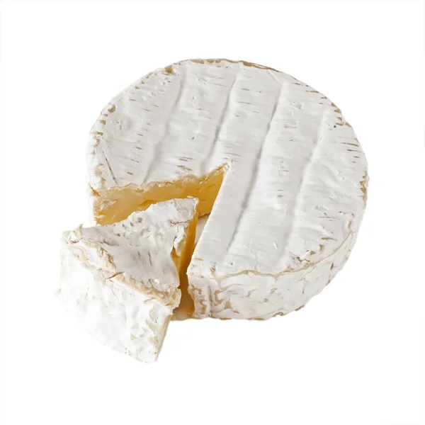 Delícios Queijo Camembert Isolamento Branco — Fotografia de Stock